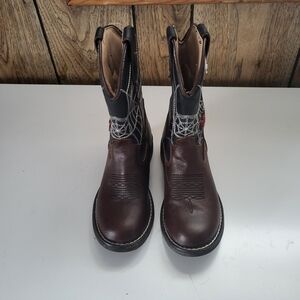 Roper Western Boots Boys Kids Spider Light Brown Size 10